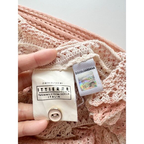 D&G DOLCE & GABBANA Pink Pointelle Knit Embellished Cardigan Sweater, Size XS - Picture 15 of 16